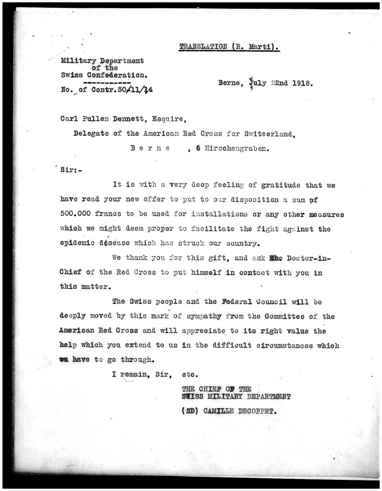 Scan of typewritten paper Translation (R. Marti).