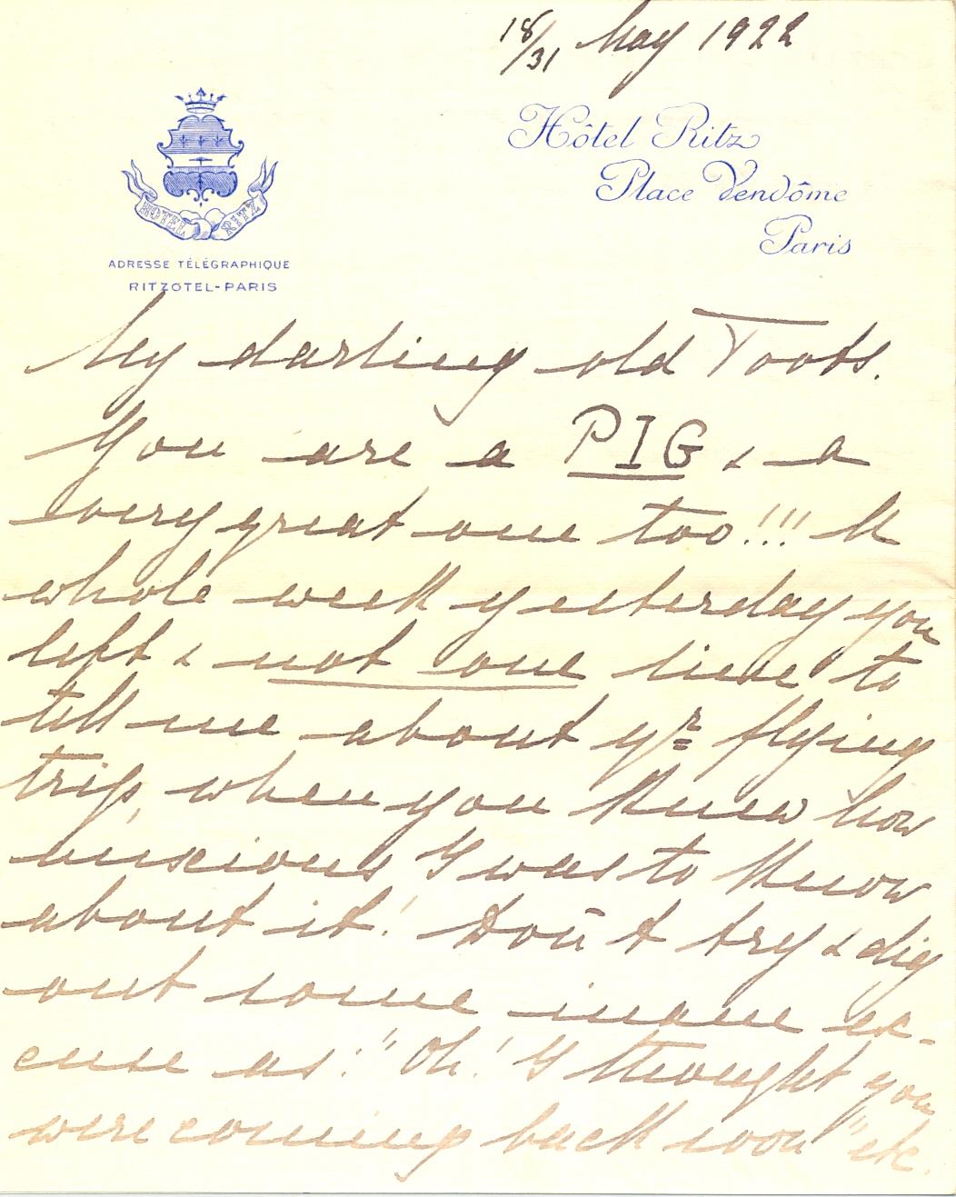Handwritten letter on yellow paper from Grand Duchess to Princess Nina