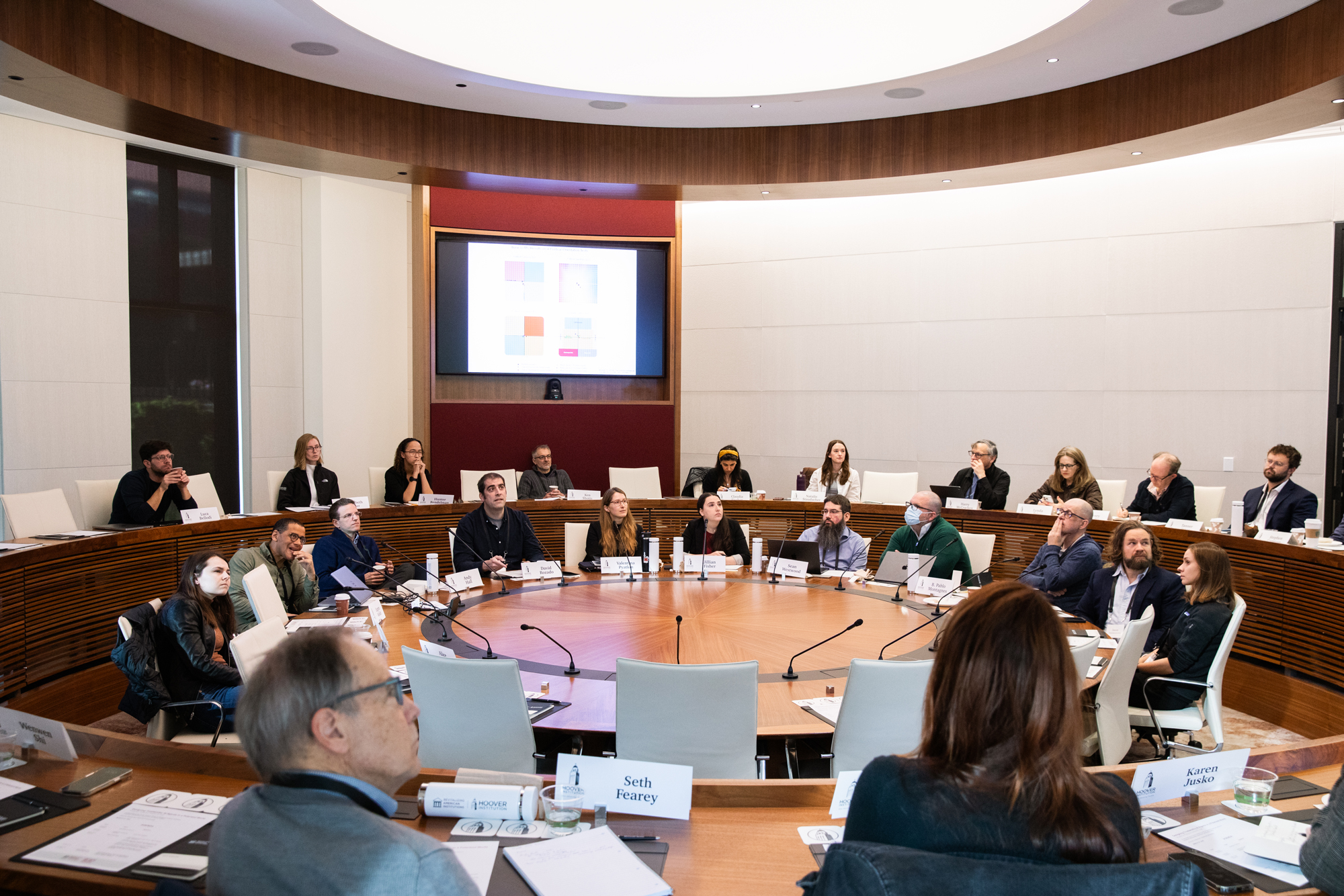 Attendees at the Designing Trustworthy AI in a Polarized World are seen in Annenberg Conference Room on March 21, 2025. (Patrick Beaudouin) – Make hed