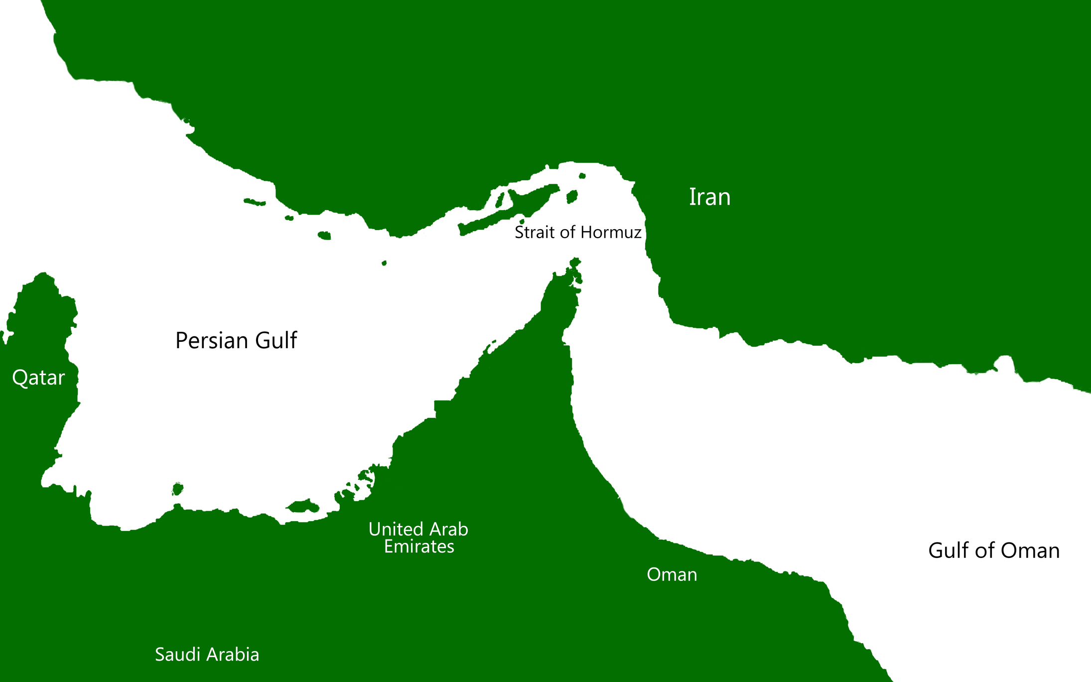 Middle East Map Showing Strait of Hormuz and Persian Gulf Region - stock photo