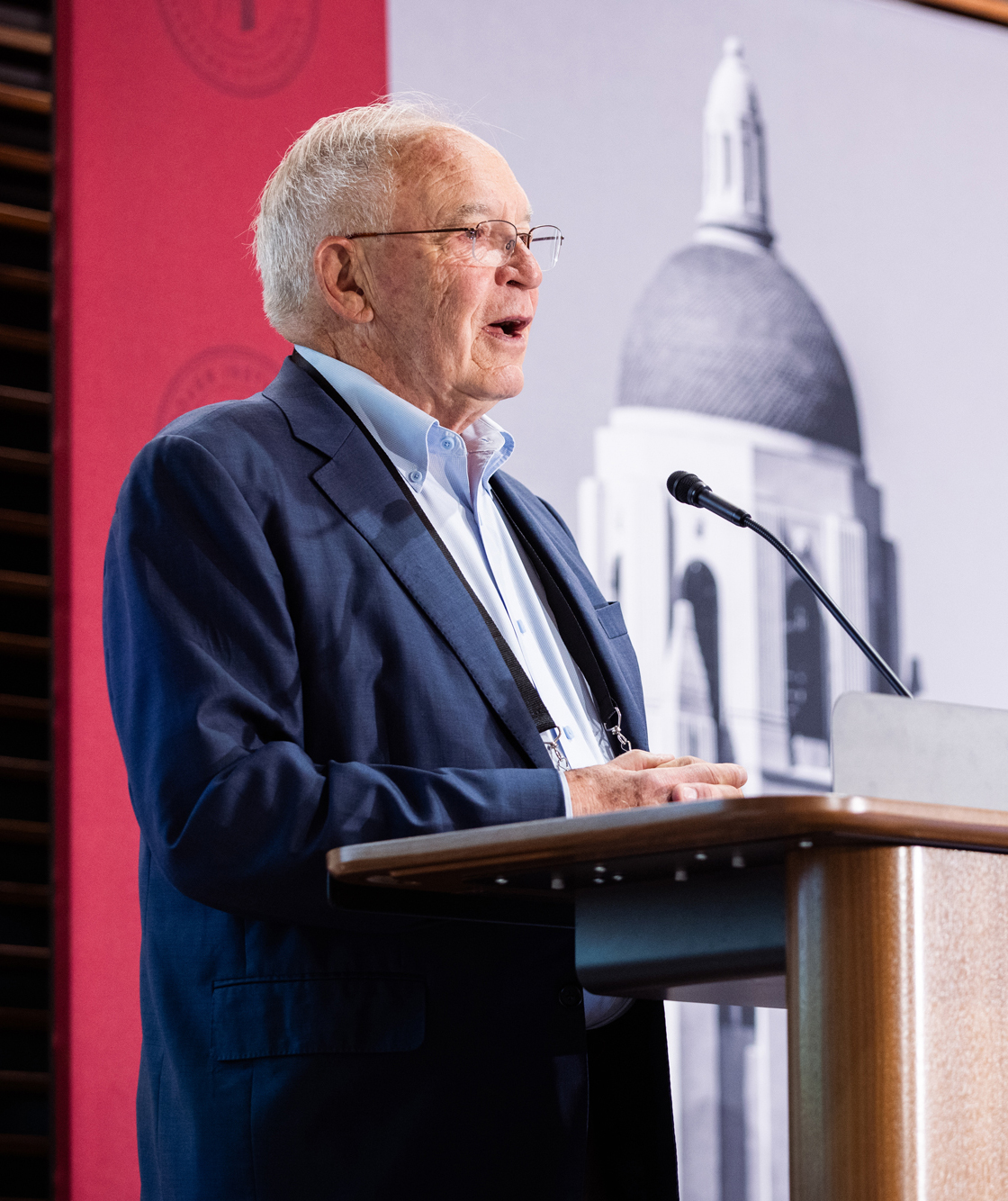 Markets vs. Mandates co-director Terry L. Anderson speaks in Hoover’s Shultz Auditorium on May 12, 2026. (Patrick Beaudouin)