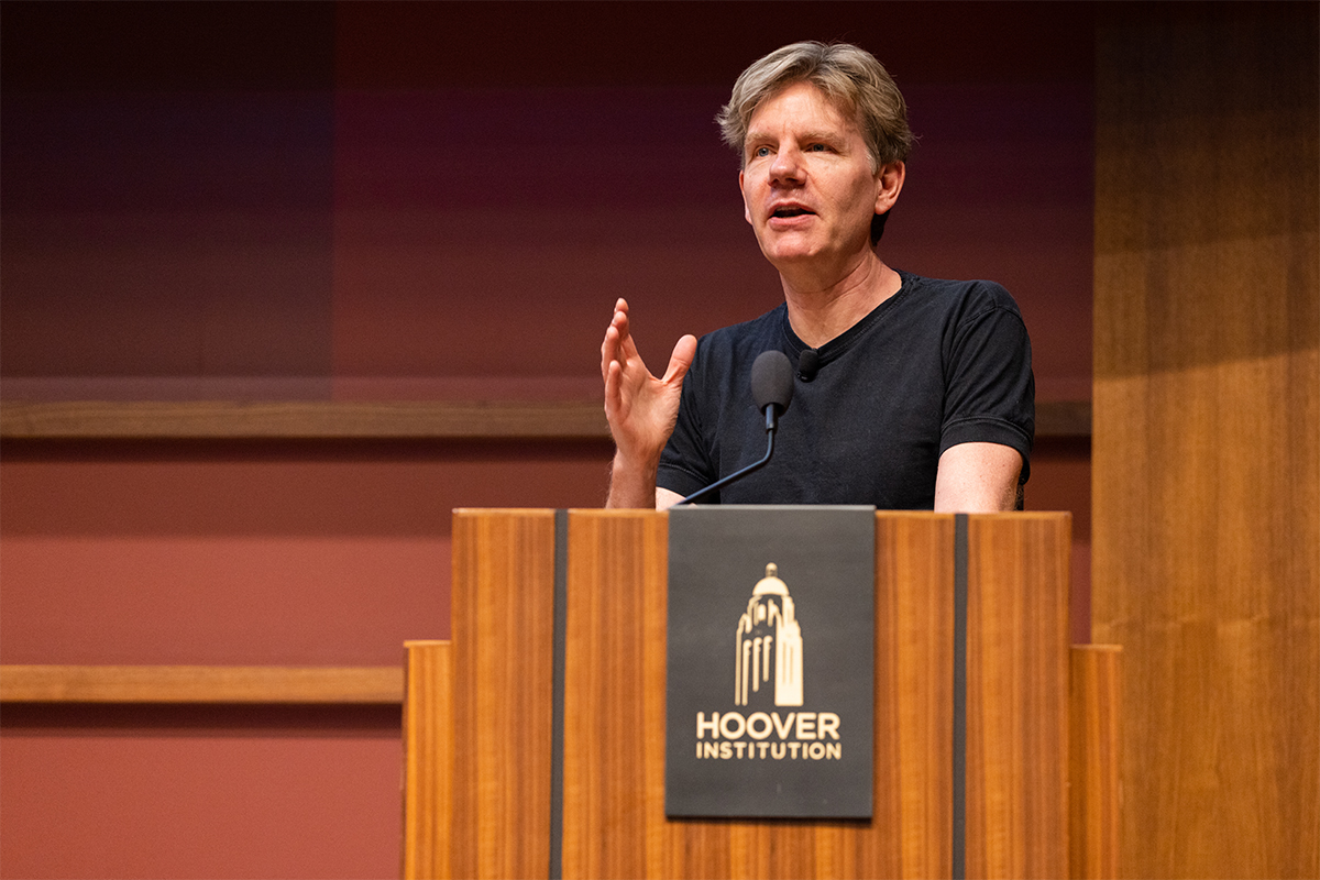 Visiting Fellow Bjorn Lomborg speaks about cost-benefit analyses in environmental policy at the Markets vs. Mandates Conference on April 8, 2024. (Patrick Beaudouin)