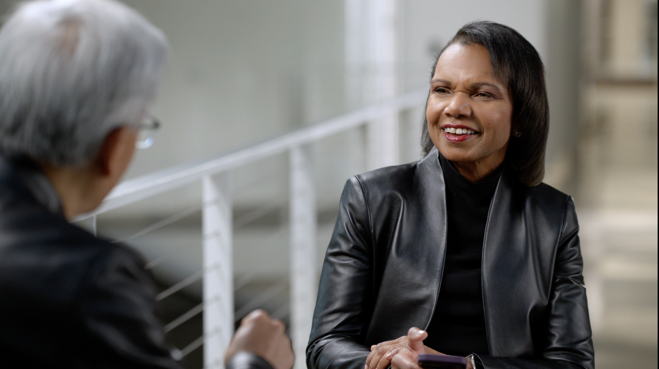 Condoleezza Rice interviewing Jensen Huang.
