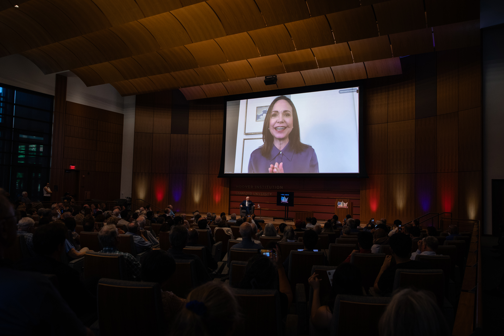María Corina Machado addresses Hoover’s Choosing Freedom dialogue, sharing her experience leading Venezuela’s democratic movement and advocating for freedom in the face of authoritarianism.