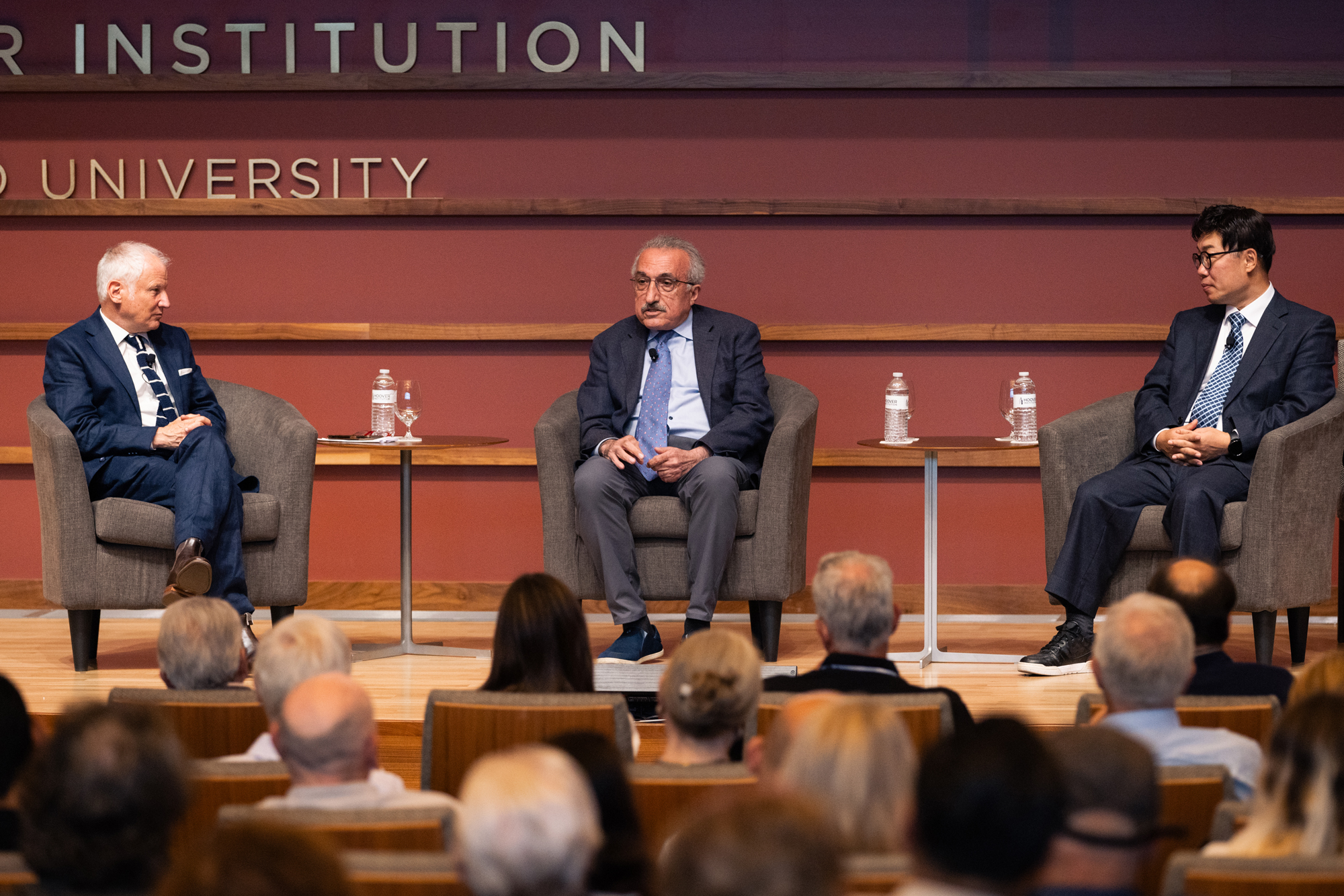 Hoover senior fellow Stephen Kotkin speaks with research fellow Abbas Milani, who fled Iran after the 1979 revolution, and North Korean defector and journalist Joo Sung-ha during Hoover’s Choosing Freedom dialogue.