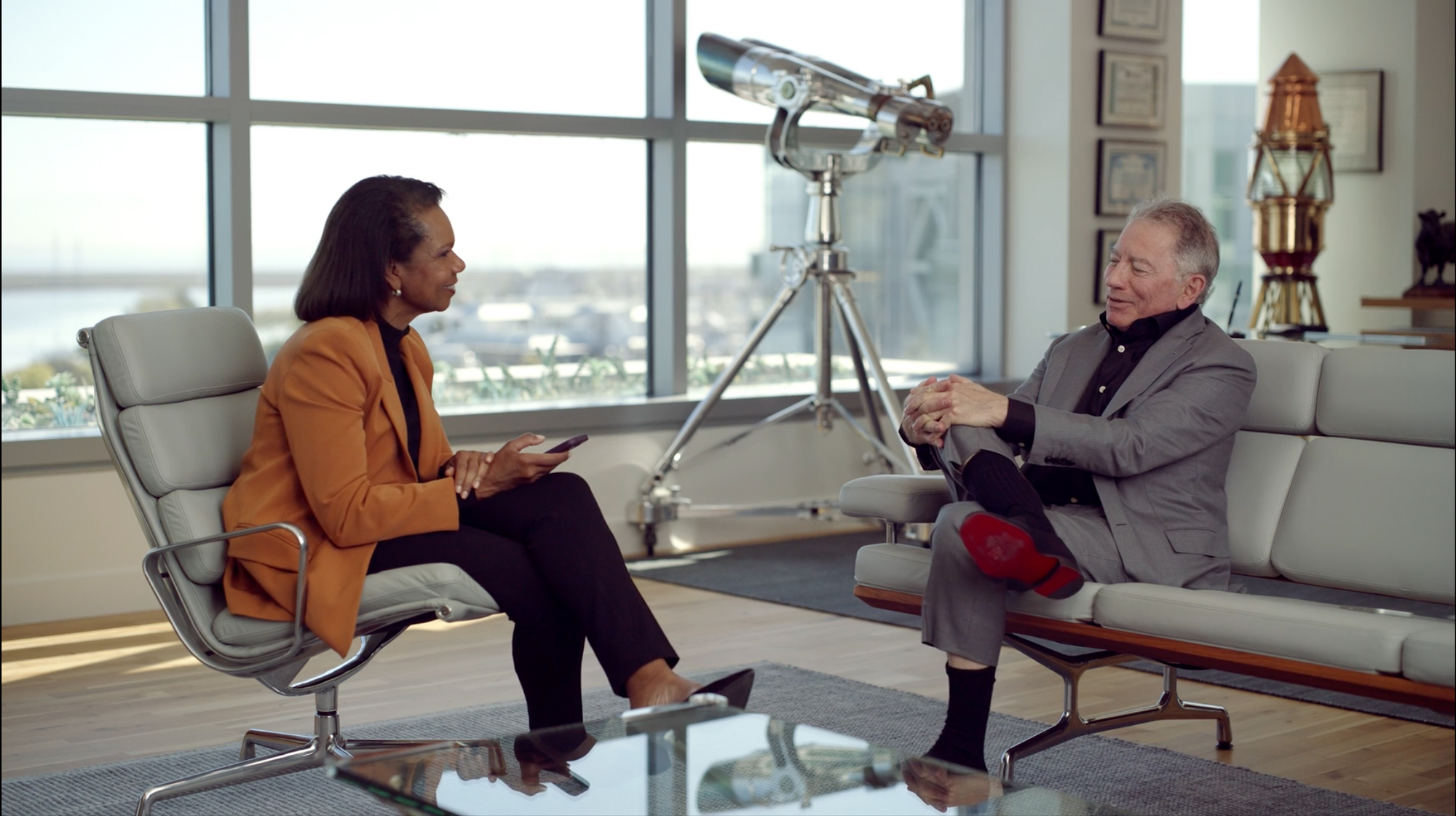 Rice and Siebel during the Only in America interview.