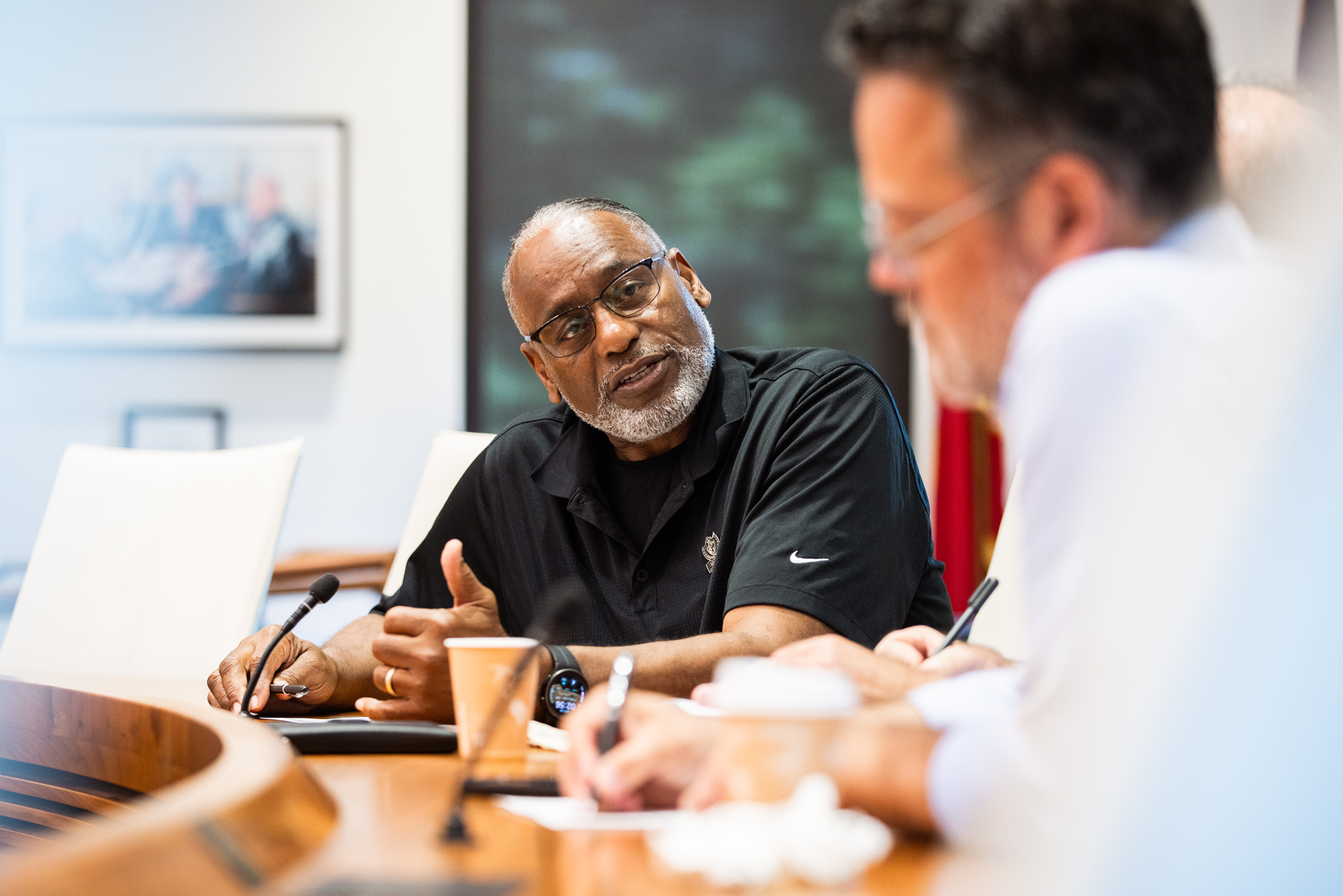 National Civics Fellow Stephen Morris speaks in Annenberg Conference Room on July 20, 2026. (Patrick Beaudouin)