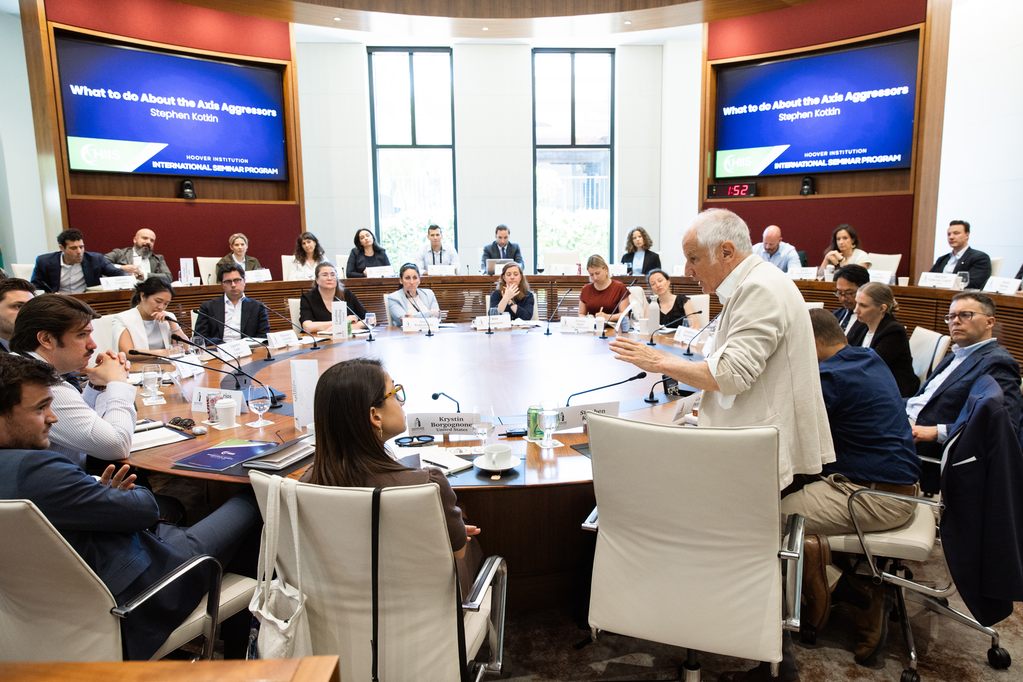 Hoover History Lab Director and Senior Fellow Stephen Kotkin speaks to participants in the 2026 Hoover Institution International Seminar on June 23, 2026. (Patrick Beaudouin)