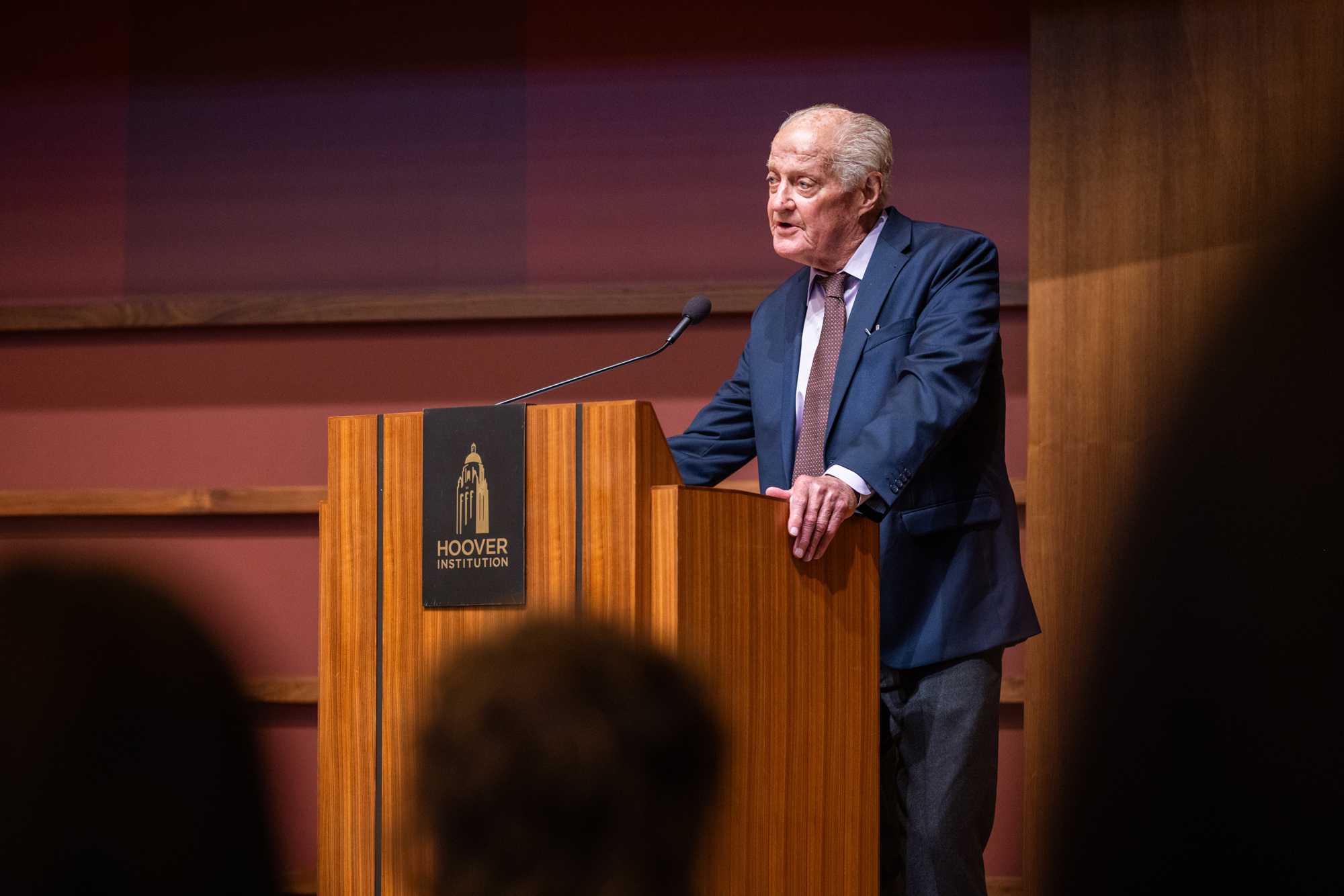 Former Hoover Institution Chair Kurt Hauser speaks to 2026 HISPBC attendees about how the program came to be on August 14, 2026. (Patrick Beaudouin)