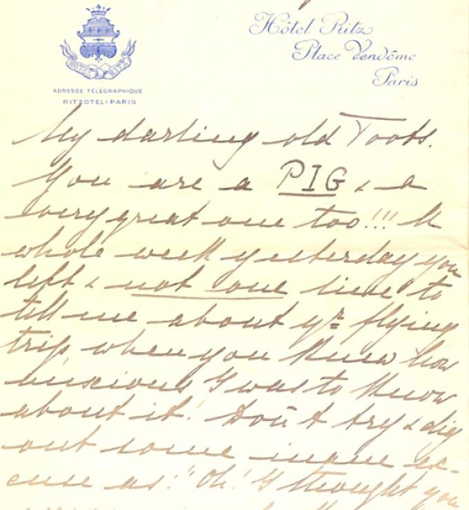 Handwritten letter on yellow paper from Grand Duchess to Princess Nina