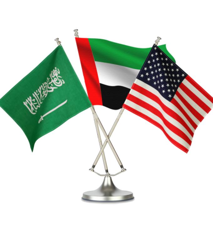 UAE, Saudi, and US flags