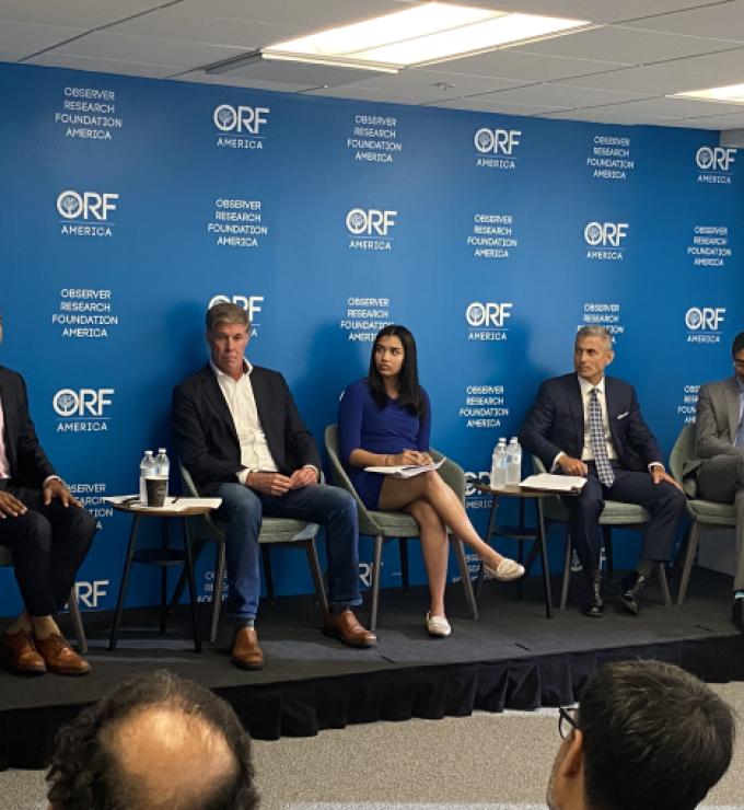 Hoover Institution and ORF panelist (right to left): Siddharth Iyer, Joseph Felter, Medha Prasanna (moderator), Paul Kapur, and Dhruva Jaishankar