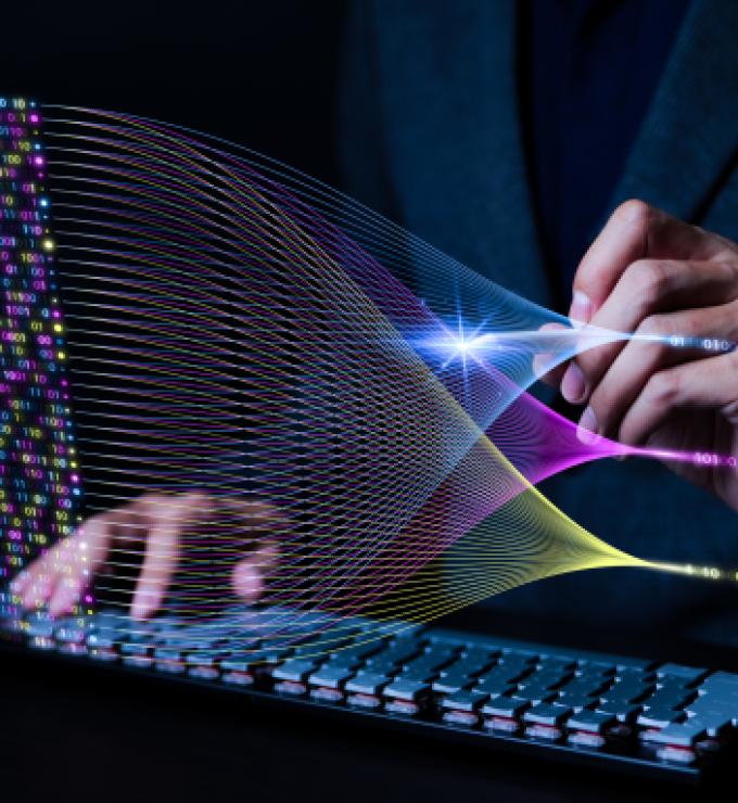 Businessman analyzing complex big data with AI artificial intelligence and using dashboards, analytics metrics, and business charts. data analytics and insights. data mining. Using AI for Data Mining,