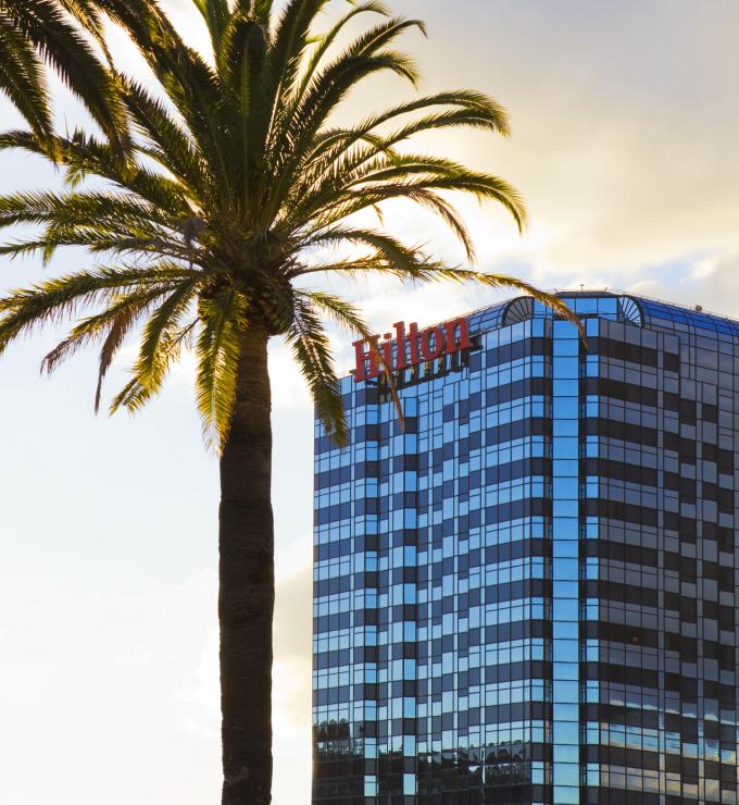 "Los Angeles, California, USA - November 18, 2012: View of the Hilton Hotel from the Universal Citywalk Hollywood."