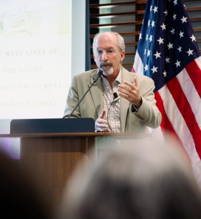 Benjamin Nathans, author of To the Success of Our Hopeless Cause, speaks about his now Pulitzer-winning book at the Hoover Institution on August 12, 2024. (Patrick Beaudouin)