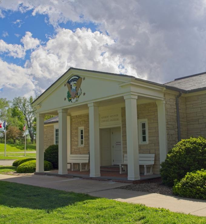 Herbert Hoover Presidential library and museum, West Branch Iowa - stock photo