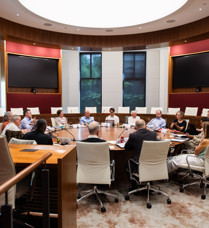 Participants in RAI’s Civics Conversation gathering are seen in Annenberg Conference Room on July 20, 2026. (Patrick Beaudouin)