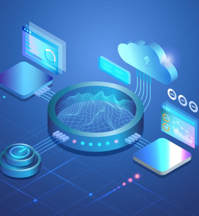 Sandbox, demo test software programing and mining cryptocurrency concept. 3D modern equipments with cloud computing virtual experiment simulation program. stock illustration