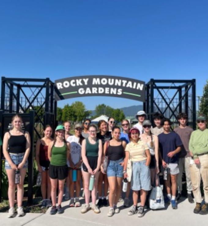 The MCI cohort volunteers at Rocky Mountain Gardens, a botanical garden in Missoula, Montana. (Photo credit: Logan Castor Parson)