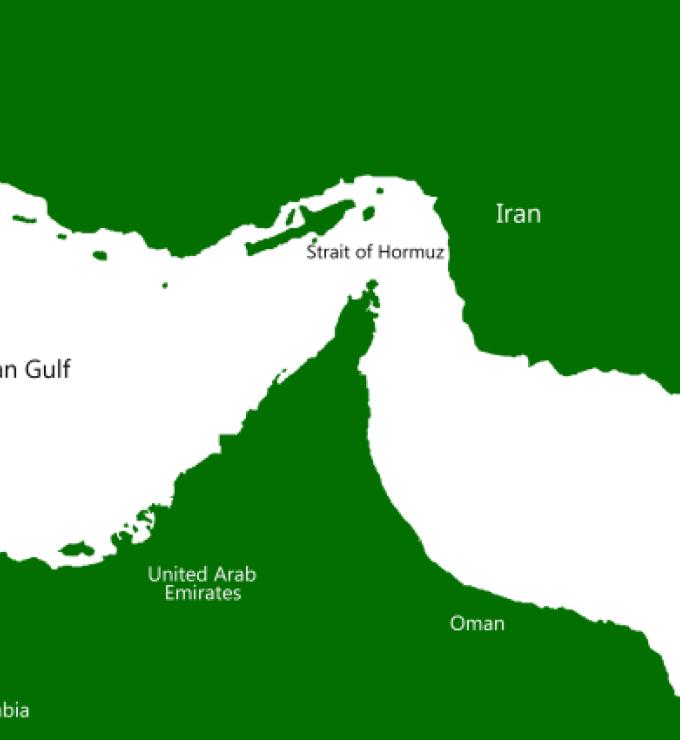 Middle East Map Showing Strait of Hormuz and Persian Gulf Region - stock photo