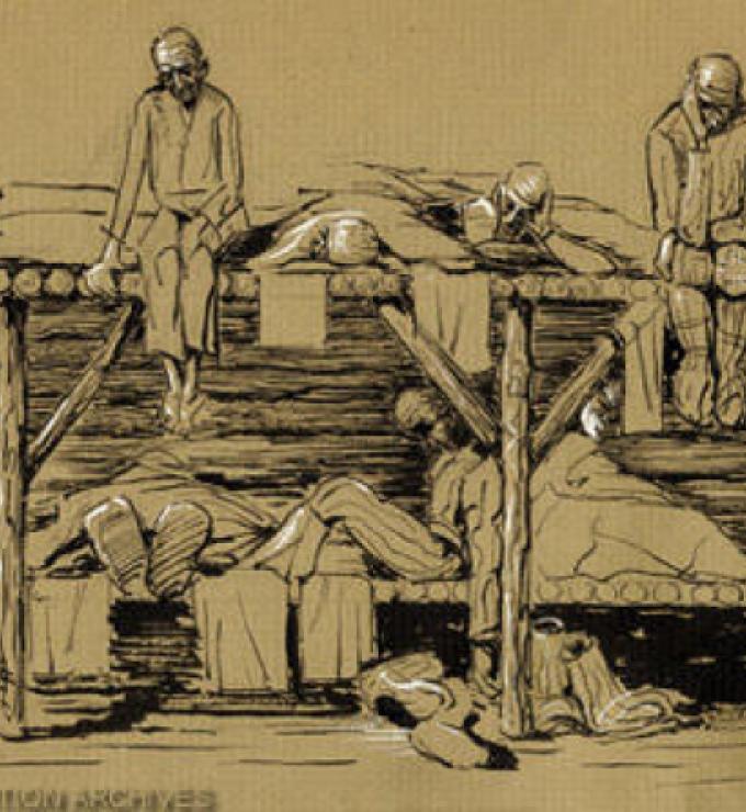 Thomas Sgovio's drawing of the harsh conditions in the Soviet Gulag (1972)