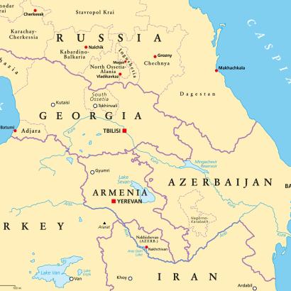 The Caucasus, or Caucasia, political map stock illustration