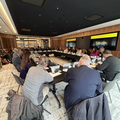Participants in a day-long symposium on the policy implications of AI are seen in Hoover’s Washington, D.C. offices on December 9, 2025.