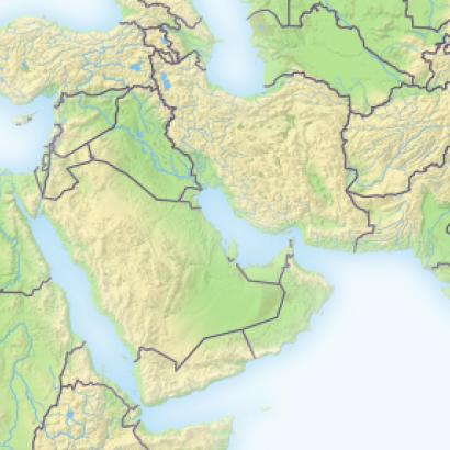 Near East, shaded relief map - stock photo