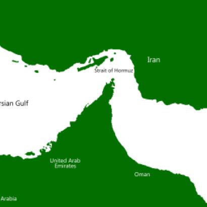 Middle East Map Showing Strait of Hormuz and Persian Gulf Region - stock photo
