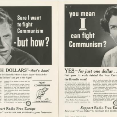 Proofs of advertisements from the Crusade for Freedom Advertising Council's "Truth Dollar" campaign, 1954  (Radio Free Europe/Radio Liberty, Inc. Corporate Records, Box 2236, Folder 1)