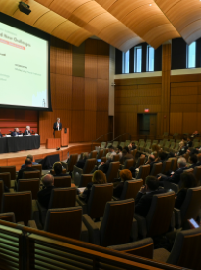 Attendees of Finishing the Job and New Challenges are seen in Hauck Auditorium on May 9, 2025. (Patrick Beaudouin)