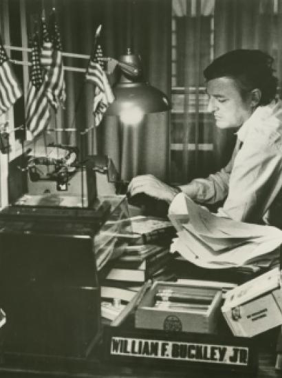 William F. Buckley Jr. at his typewriter