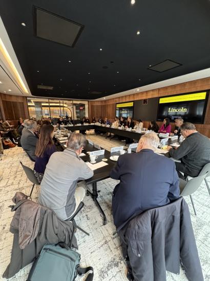 Participants in a day-long symposium on the policy implications of AI are seen in Hoover’s Washington, D.C. offices on December 9, 2025.