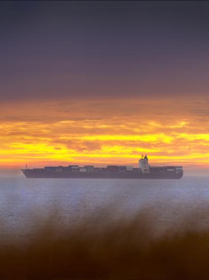 High resolution image of Container ships waiting to enter Cape Town harbour. - stock photo
