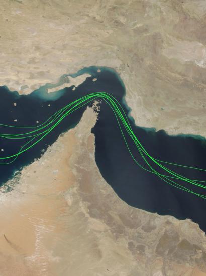 Map of Strait of Hormuz shipping traffic disruption, Gulf oil tanker routes, Middle East crisis 2026, Open - stock photo