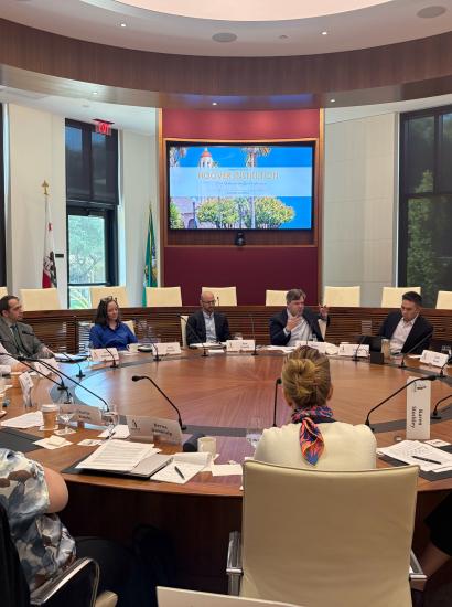 Attendees of the roundtable on Medicare budget options co-hosted by the Healthcare Policy Working Group and the Fiscal Policy Initiative are seen in the Annenberg Conference Room on August 17, 2026.  