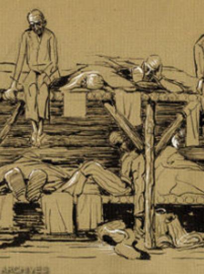 Thomas Sgovio's drawing of the harsh conditions in the Soviet Gulag (1972)