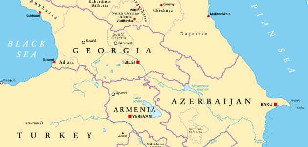 The Caucasus, or Caucasia, political map stock illustration