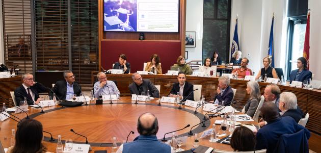 Participants in the Promises and Challenges of Decentralized Governance conference are seen in the Annenberg Conference Room on November 6, 2025. (Patrick Beaudouin)