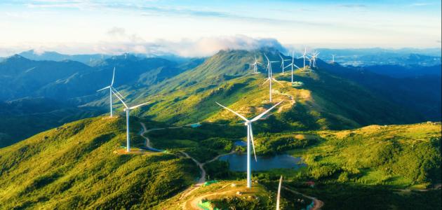 Large areas of wind power in the mountains stock photo in China