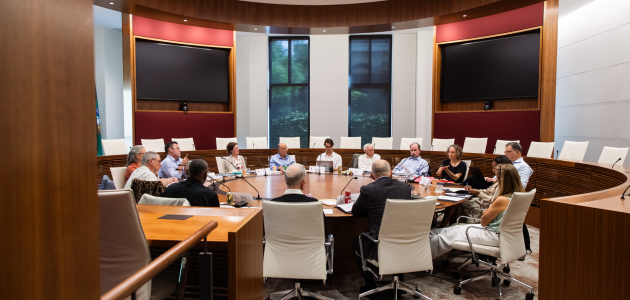 Participants in RAI’s Civics Conversation gathering are seen in Annenberg Conference Room on July 20, 2026. (Patrick Beaudouin)