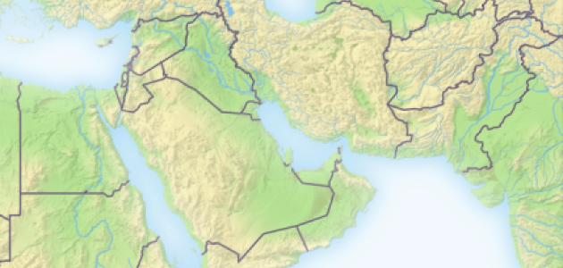 Near East, shaded relief map - stock photo