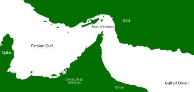 Middle East Map Showing Strait of Hormuz and Persian Gulf Region - stock photo