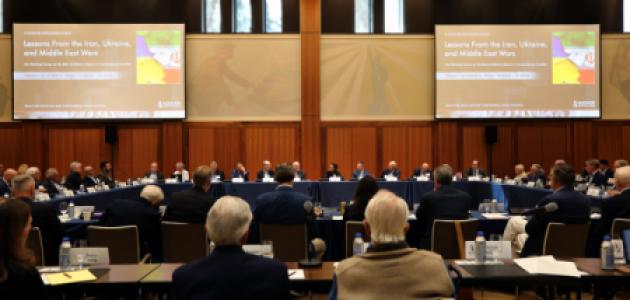 Participants in Hoover’s annual Military History in Contemporary Conflict Working Group conference are seen in Hoover’s Blount Hall on October 9, 2026. (LeAnn Mae Racoma)