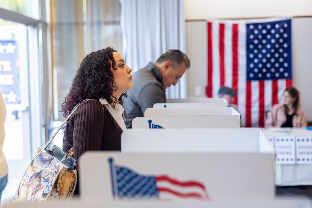 Americans voting in an election stock photo
