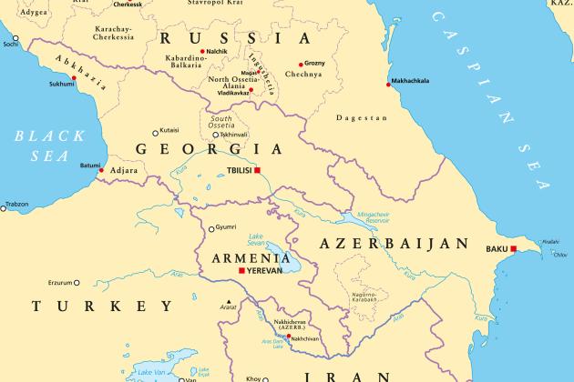The Caucasus, or Caucasia, political map stock illustration