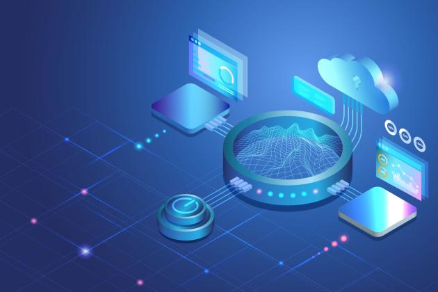 Sandbox, demo test software programing and mining cryptocurrency concept. 3D modern equipments with cloud computing virtual experiment simulation program. stock illustration