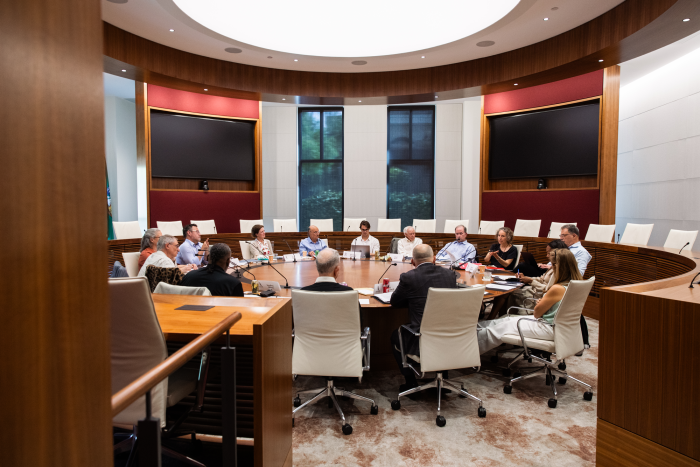 Participants in RAI’s Civics Conversation gathering are seen in Annenberg Conference Room on July 20, 2026. (Patrick Beaudouin)