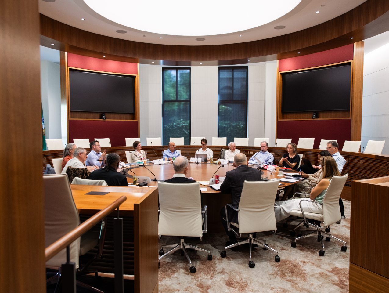 Participants in RAI’s Civics Conversation gathering are seen in Annenberg Conference Room on July 20, 2026. (Patrick Beaudouin)