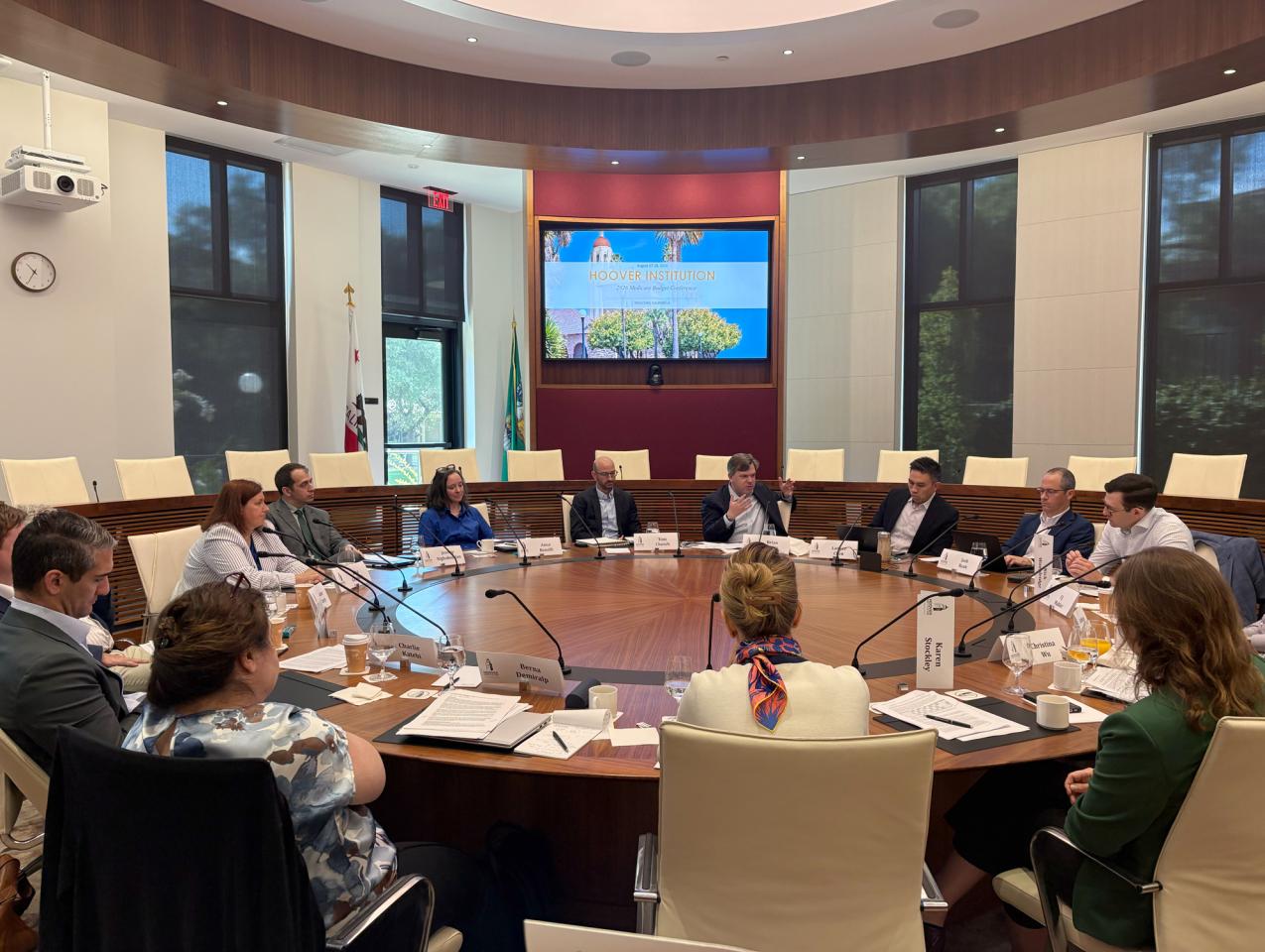 Attendees of the roundtable on Medicare budget options co-hosted by the Healthcare Policy Working Group and the Fiscal Policy Initiative are seen in the Annenberg Conference Room on August 17, 2026.  